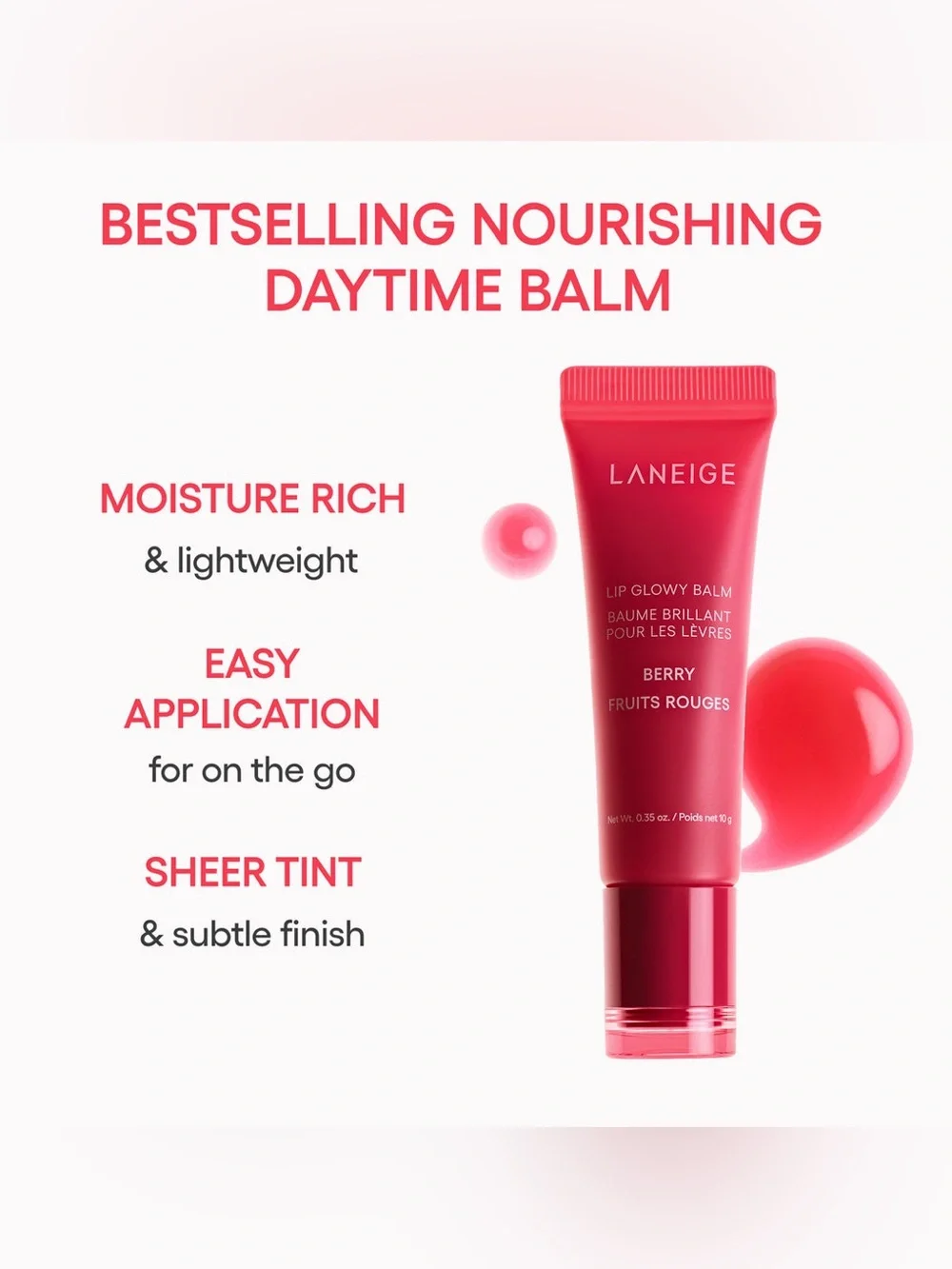 LANEIGE Lip Glowy Balm in BLUEBERRY! K-Beauty Obsession! F/S 0.35 Oz NEW IN BOX!